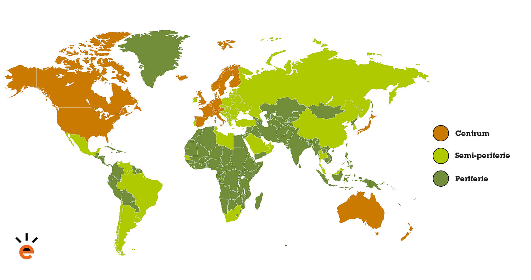 Wereldindeling van centrum, semi-periferie en periferie