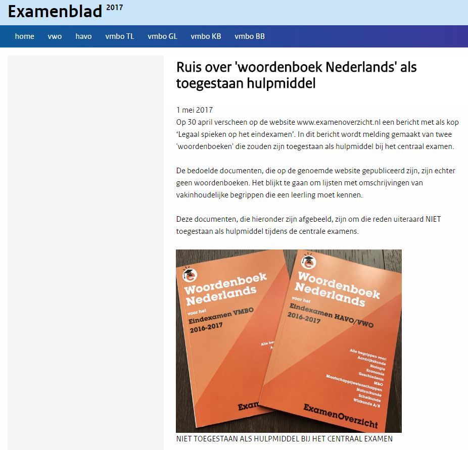 Reactie op Examenblad