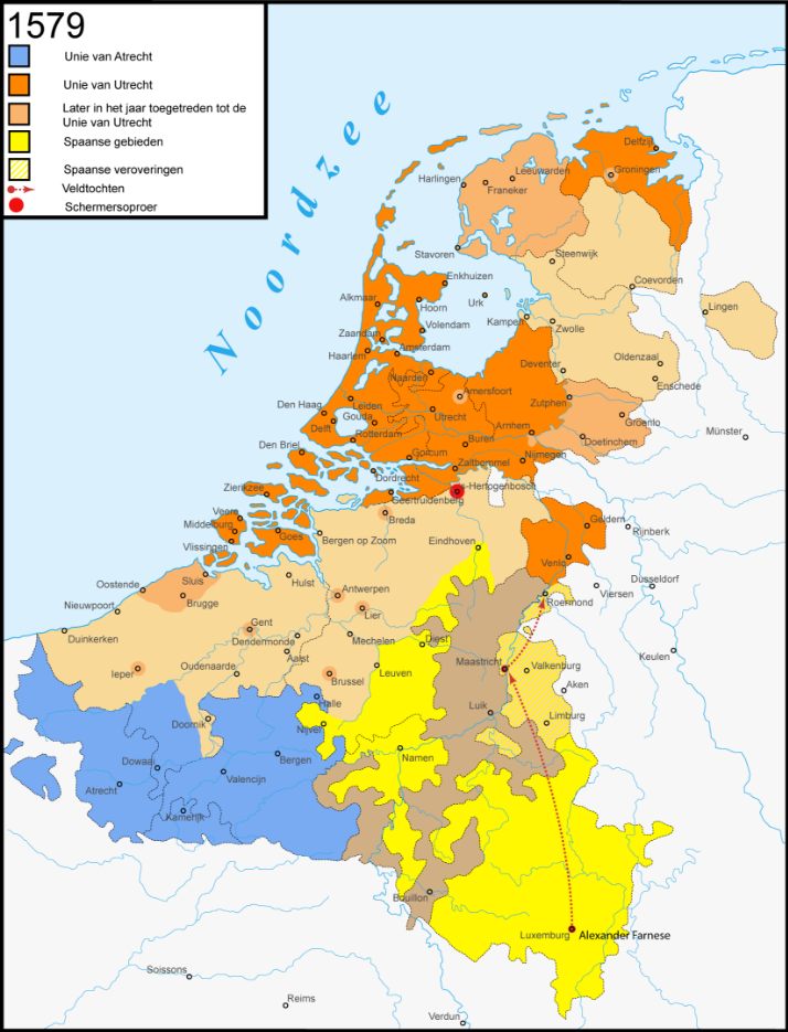 Map van Unie van Utrecht en Atrecht