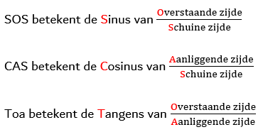 Formules van SOS, CAS en TOA Formules van SOS, CAS en TOA