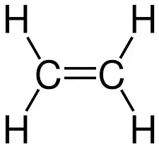 Etheen molecuul met dubbele binding